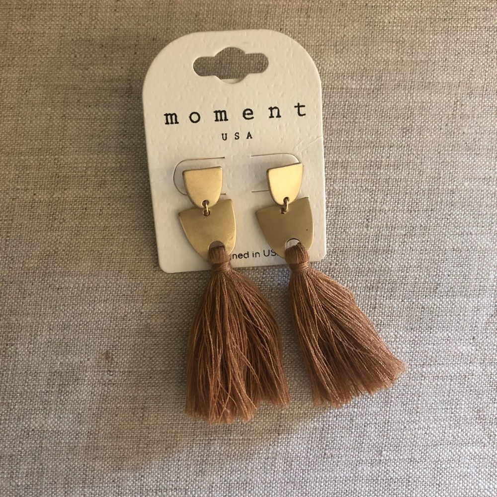 Gold and Carmel colored tassel earrings